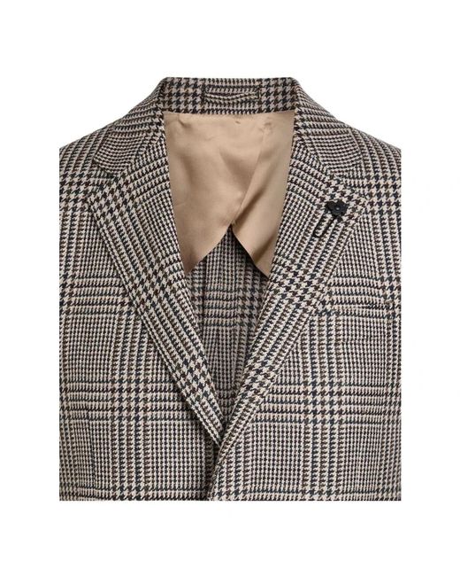 Lardini Jassen ,Veelkleurig ,Leer Iconic Drop 7 Reg Jacket in het Gray voor heren