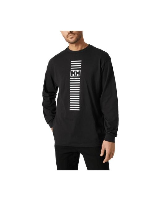 Helly Hansen Tops ,Zwart ,Katoen Lange Mouw Urban T-Shirt Zwart in het Black voor heren