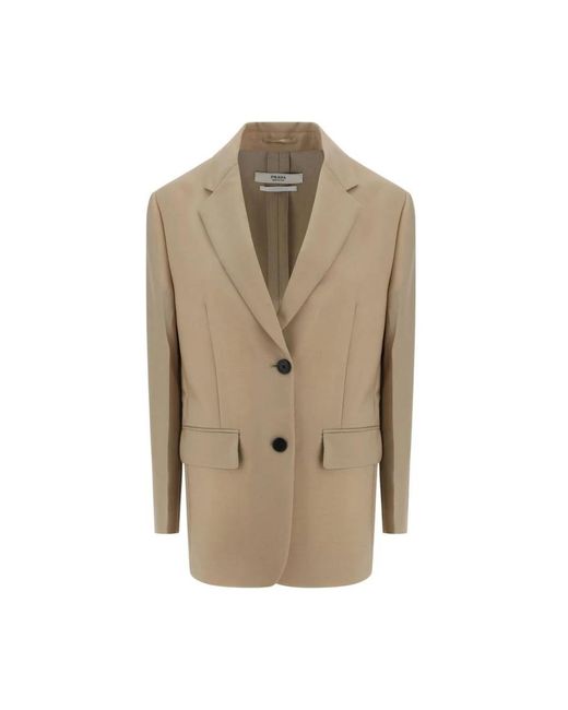 Prada Wollen Blazer in het Natural