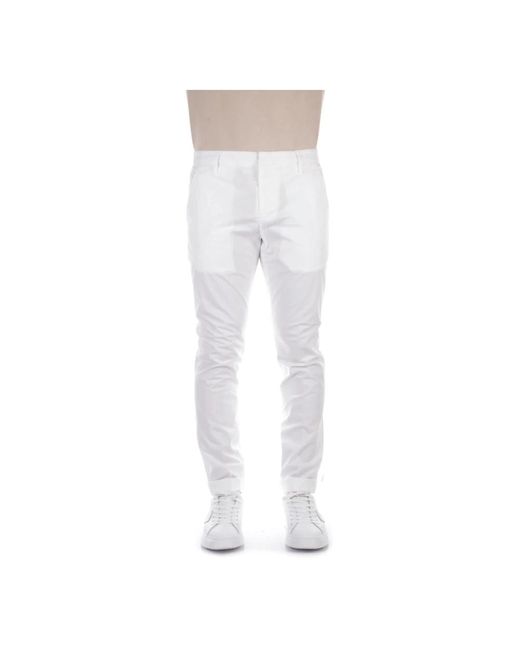Pantaloni bianchi con logo di Dondup in Gray da Uomo