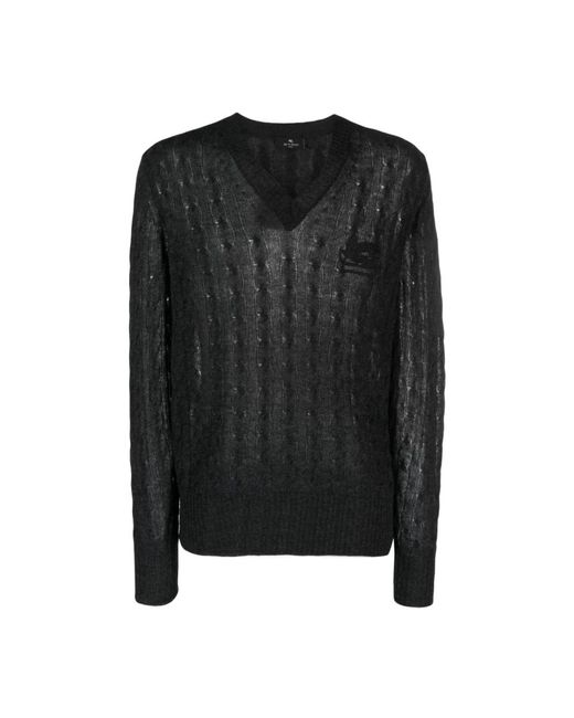 Etro Black V-Neck Knitwear for men