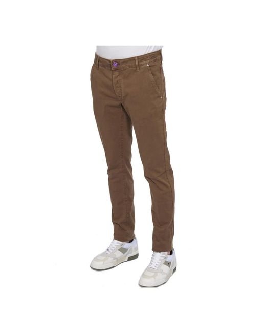 Hand Picked Broeken ,Bruin ,Katoen Slim-Fit Broeken in het Brown voor heren