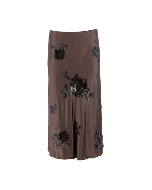 Ermanno Scervino Bloemen Paillet Rok in het Brown
