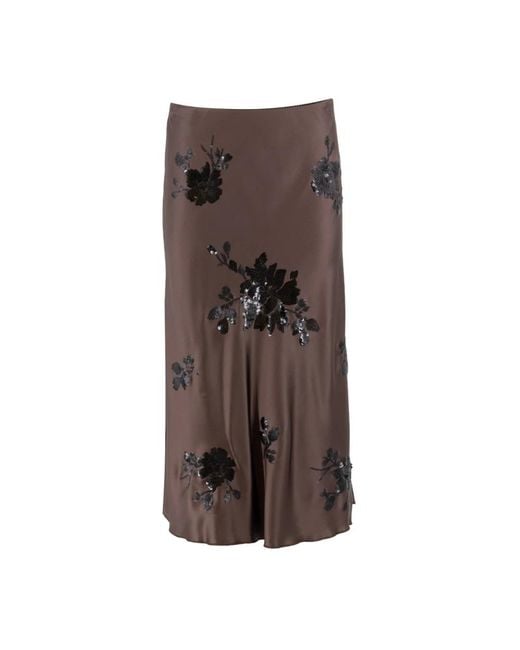 Ermanno Scervino Bloemen Paillet Rok in het Brown