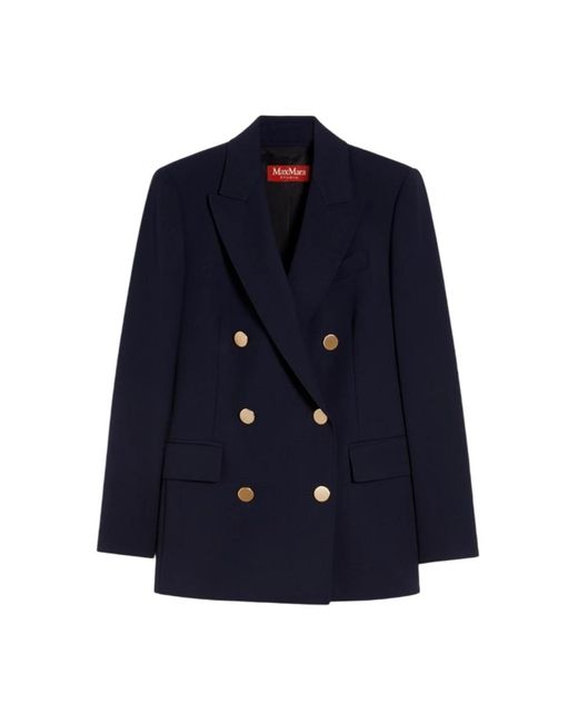 Max Mara Elegante Double-Breasted Jas in het Blue
