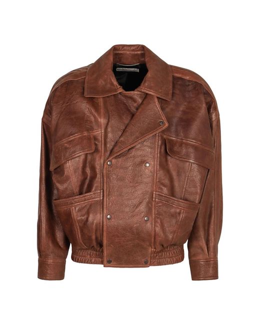 Saint Laurent Lammleder Bomberjacke Mit Taschen in Brown für Herren