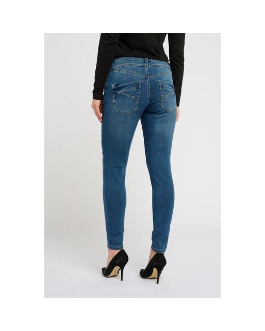 Cream Blue Skinny Fit Jeans