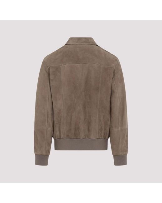 Brunello Cucinelli Brown Bomber Jackets for men