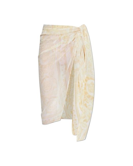 Versace Badmode ,Polyester Barocco Pattern Pareo in het Natural