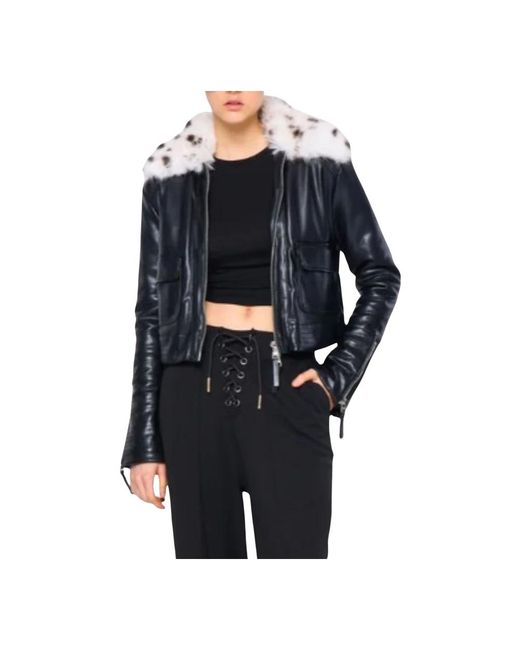 Silvian Heach Black Faux Fur & Shearling Jackets