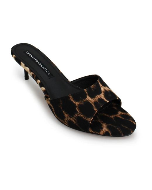 TWENTYFOUR Black Heeled Mules