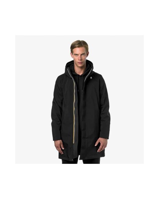 K-Way Schwarzer Parka Mit Fleecefutter in Black für Herren