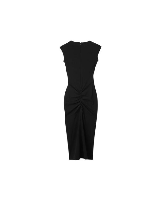 Jacquemus Black Fitted High-Neck Ruched Midi Dress