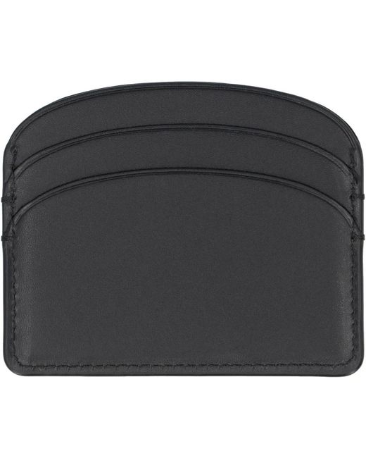 A.P.C. Black Lederkartenhalter,lederkartenhalter mit logodetail