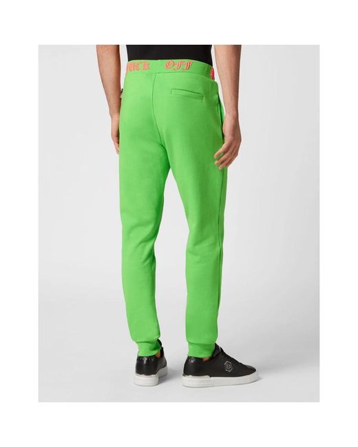 Philipp Plein Broeken ,Groen ,Katoen Trainingsbroeken Skull&Bones in het Green voor heren