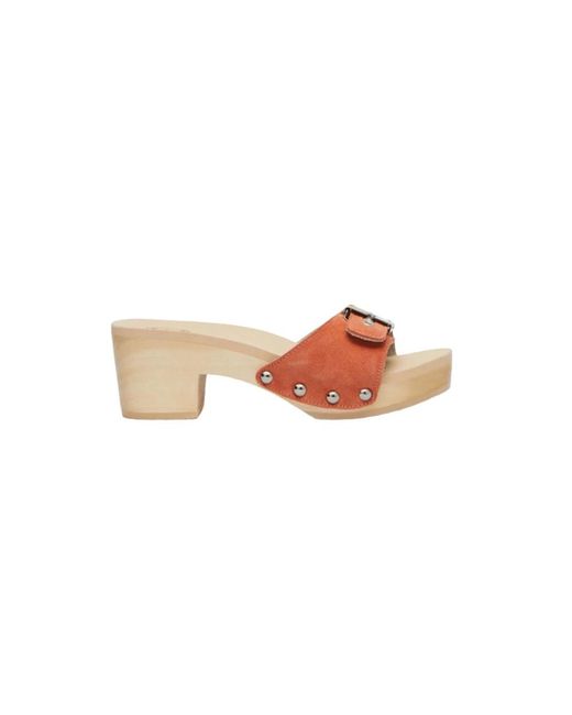 Scholl Pink Heeled Mules