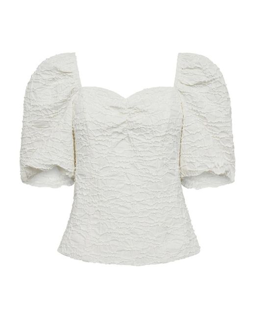 Haute L'Amitié Romantische Witte Top Met Korte Mouwen in het White