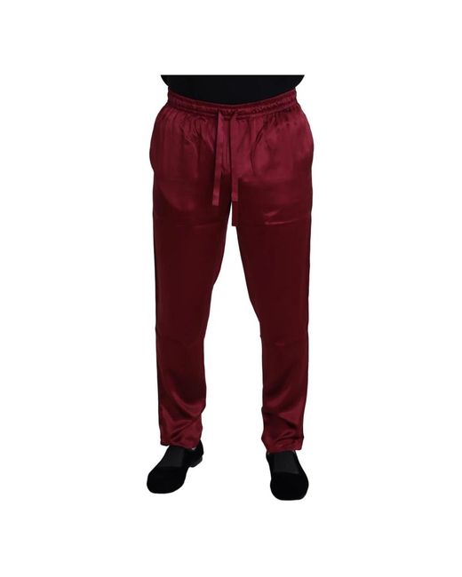 Dolce & Gabbana Red Slim-Fit Trousers for men