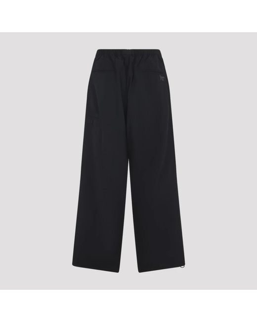 Y-3 Schwarze Weite Bein Nylon Hose in Black für Herren
