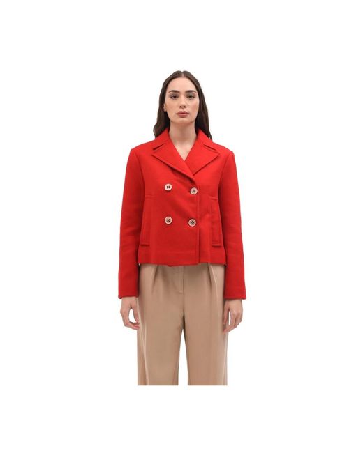 Phisique Du Role Red Rote wollmischung kurze jacke