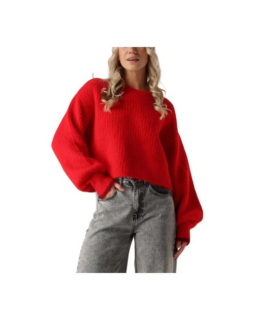 co'couture Red Coralee Crop Strickpullover
