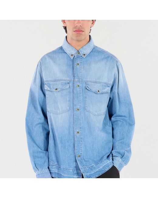 Roberto Cavalli Blue Denim Shirts for men