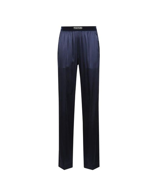 Tom Ford Zijden Satijnen Broek Met Relaxte Pasvorm in het Blue