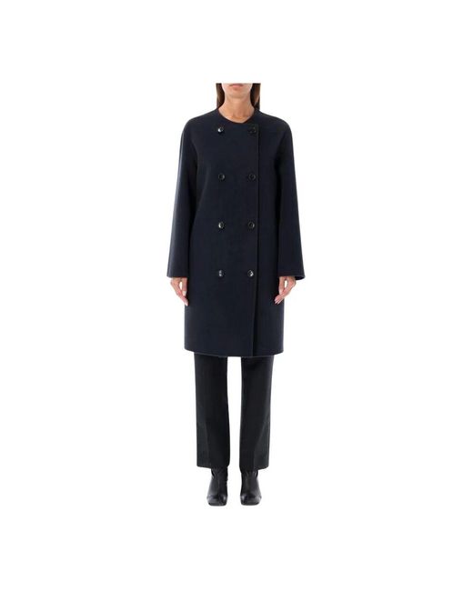 Philosophy Di Lorenzo Serafini Blue Grauer Wollmantel Mittellang Lässig