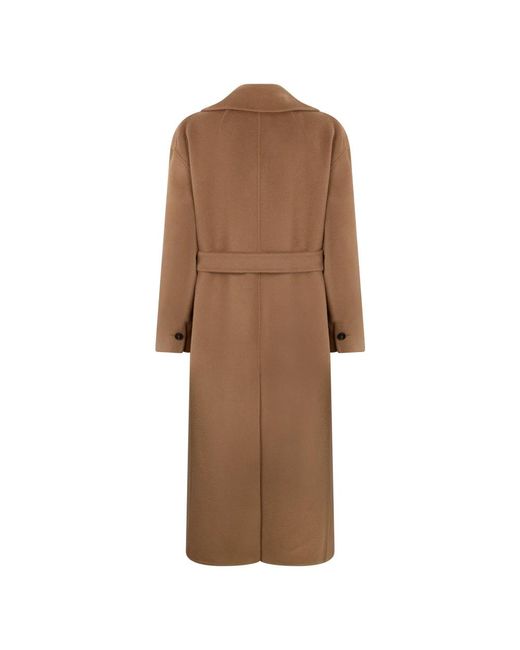 Max Mara Wol Kasjmier Jas Met Split in het Brown