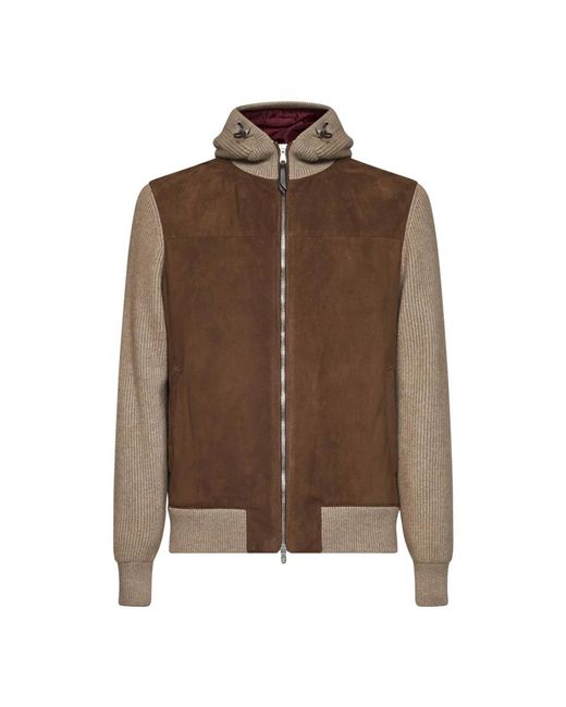 Brunello Cucinelli Brown Leather Jackets for men