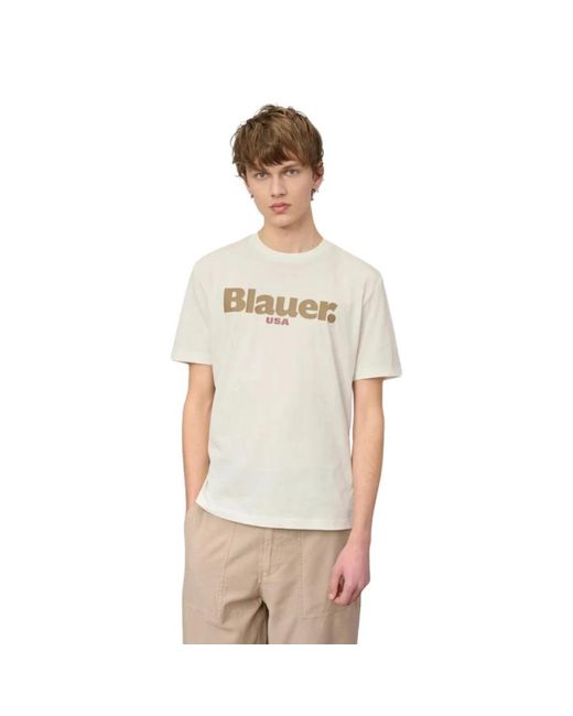 Blauer Tops ,Wit ,Ernst T-Shirt in het Natural voor heren