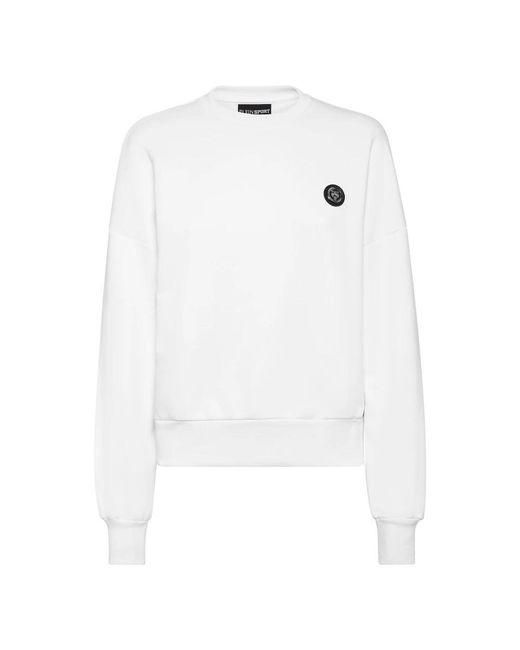 Philipp Plein Fitness ,Wit ,Katoen Cropped Sweatshirt Ls Glitter in het White
