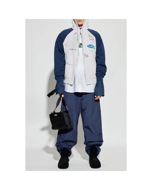 Balenciaga Hoodies & Sweatvesten ,Grijs ,Katoen Sweatshirt Met Rits En Print in het Blue voor heren