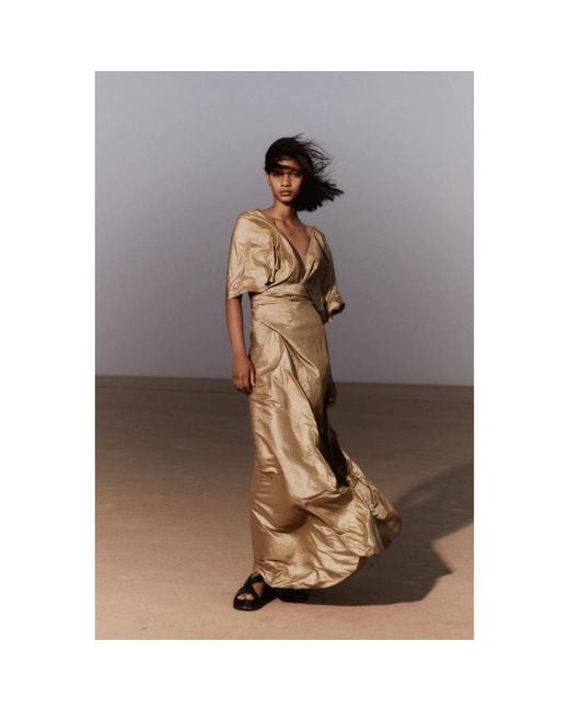 Cortana Green Martina seiden metallic gold kleid