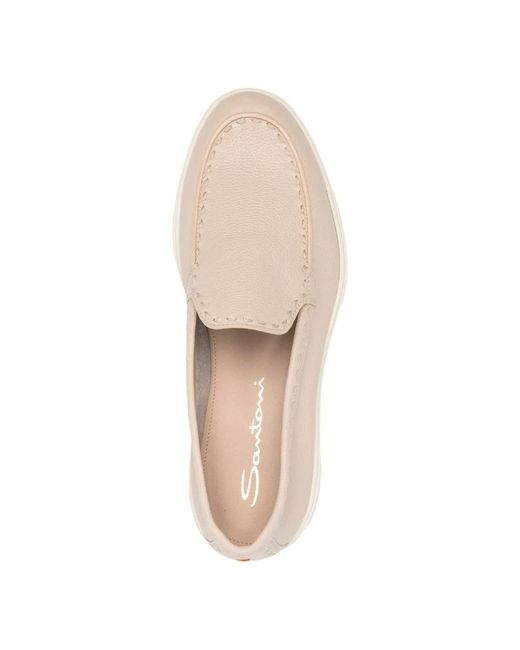 Santoni White Loafers