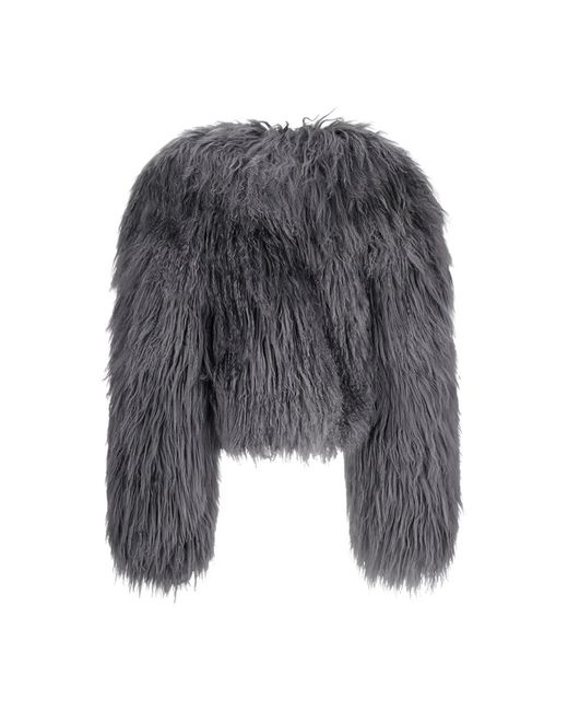 The Attico Gray Faux Fur & Shearling Jackets