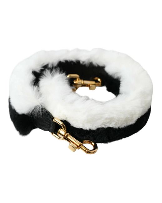 Dolce & Gabbana Zwart Wit Lapland Bont Schouderband in het Black