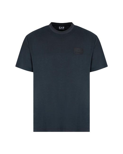 EA7 Tops ,Zwart ,Katoen T-Shirt Met Korte Mouwen in het Blue voor heren