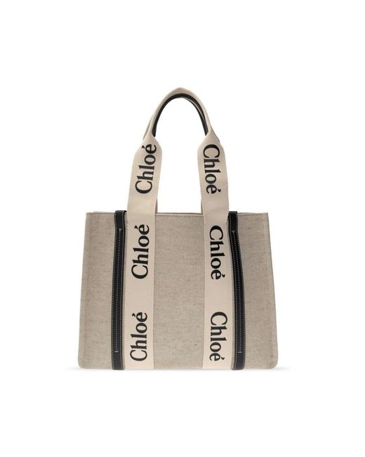 Elegante woody tote bag di Chloé in Metallic