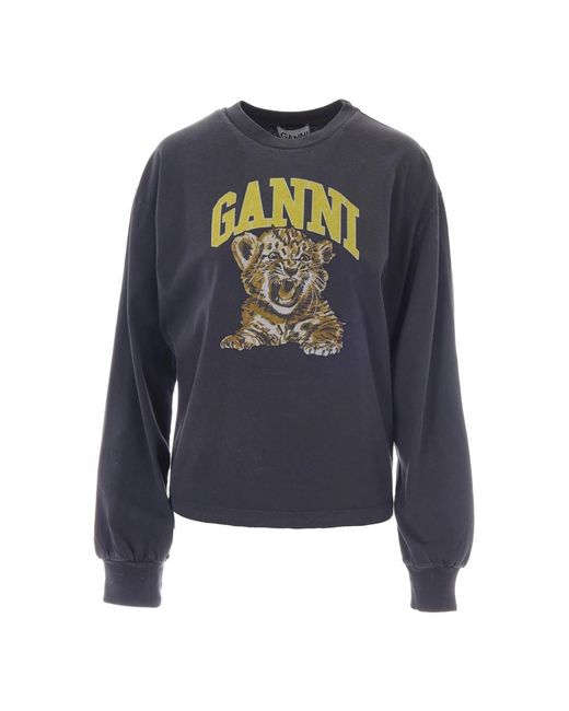Ganni Blue Sweatshirts