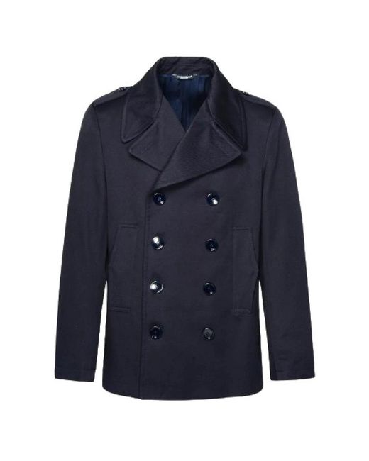 Dolce & Gabbana Blue Double-Breasted Coats for men