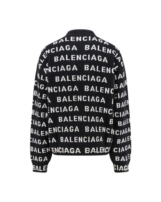 Balenciaga Intarsien-Pullover mit Rundhalsausschnitt in Black für Herren