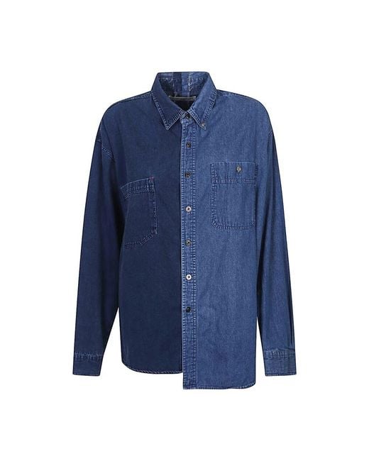 E.L.V. Denim Blue Blaue Denim Hemd Einzigartiges Aussehen