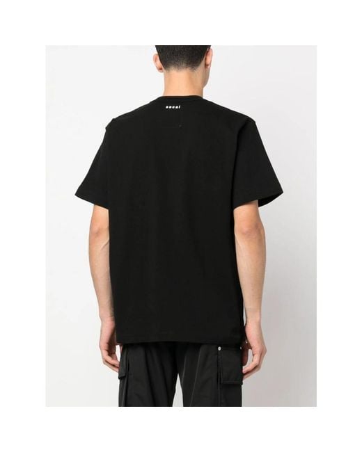 Sacai Schwarzes side-zip jersey t-shirt in Black für Herren