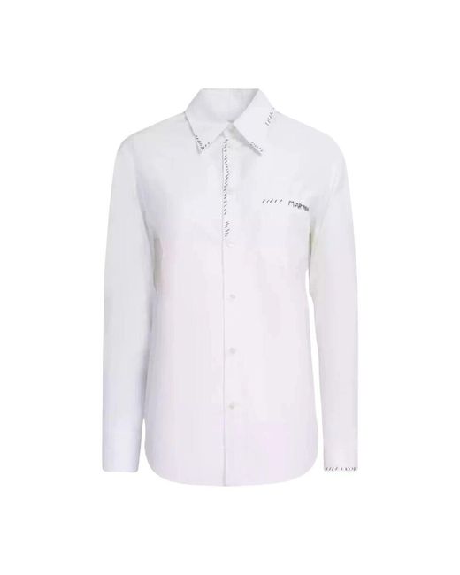 Marni White Weiße Baumwollbluse Mit Kontrastnähten