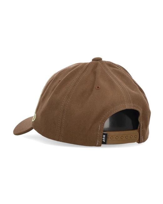 Huf Accessoires ,Bruin ,Wol Bruine Curvy Snapback Hoed Met 3D Logo in het Brown
