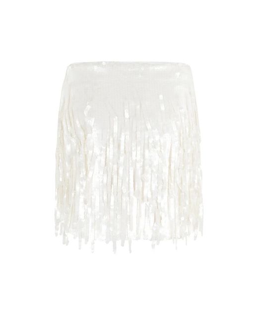 Staud White Perlen Pailletten Mini Rock