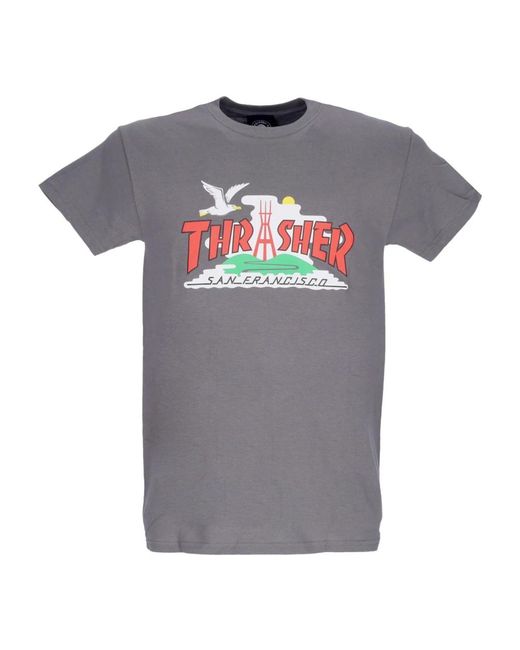 Thrasher Tops ,Grijs ,Katoen Stad Houtskool Grijs T-Shirt in het Gray