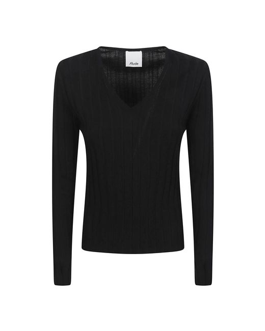 Allude Black V-Neck Knitwear
