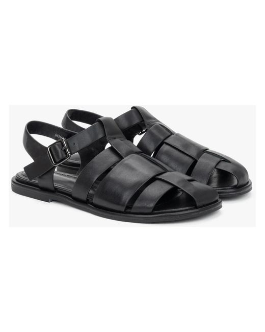 ESTRO Black Flat Sandals